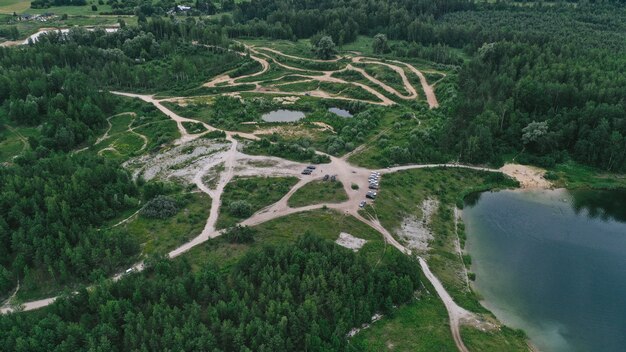 Aerial view of lake