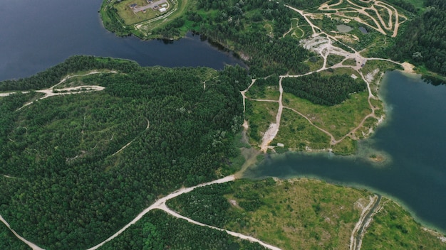 Aerial view of lake