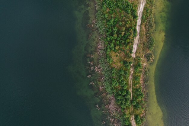 Aerial view of lake