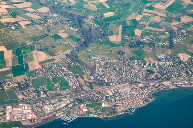 ローザンヌ、スイスの航空写真