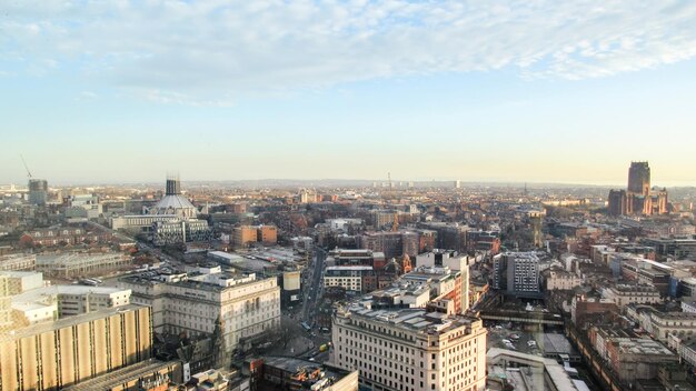Aerial view of the Liverpool from a view point United Kingdom