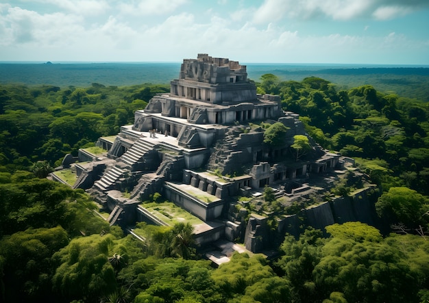 Free photo aerial view on maya like city