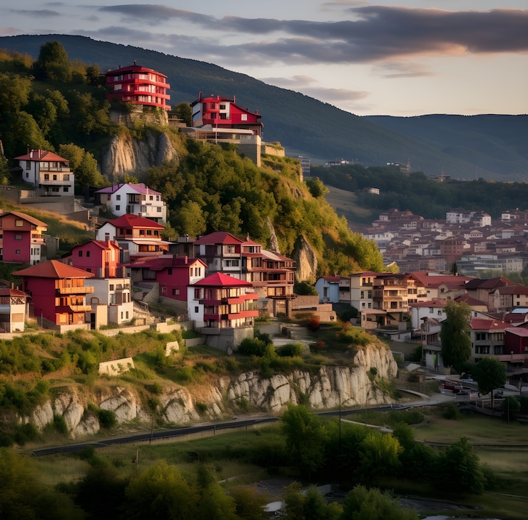 Free Photo aerial view on mountain city