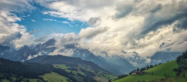 Aerial view of mountain ranges