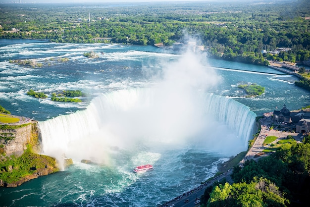 Aerial view of niagara waterfall in the summer