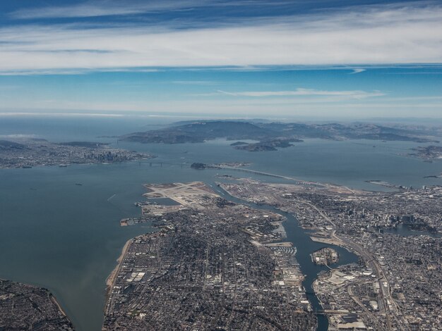 Aerial View of Oakland and The San Francisco Bay Area from the southeast