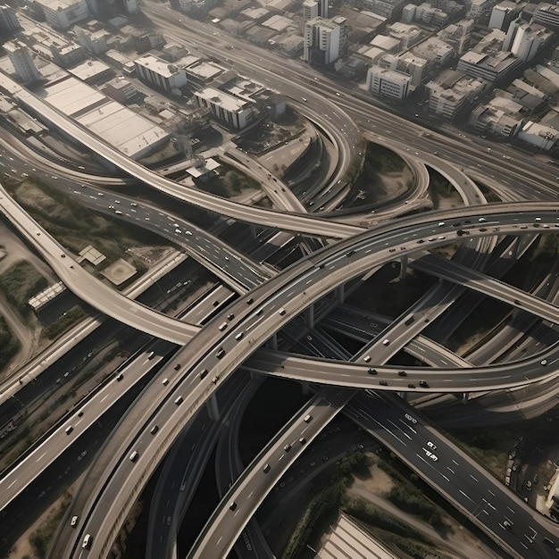 無料写真 中国上海の高速道路交差点の空中写真 3dレンダリング