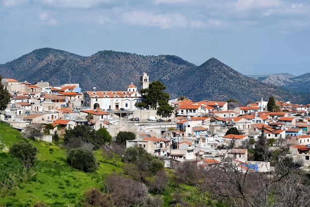 Aerial view of an old city on a hill