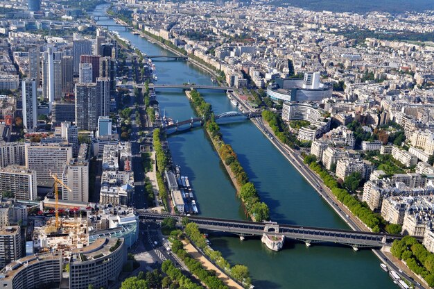 Aerial view of paris with skyscrapers