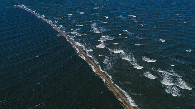 Aerial view of a pier