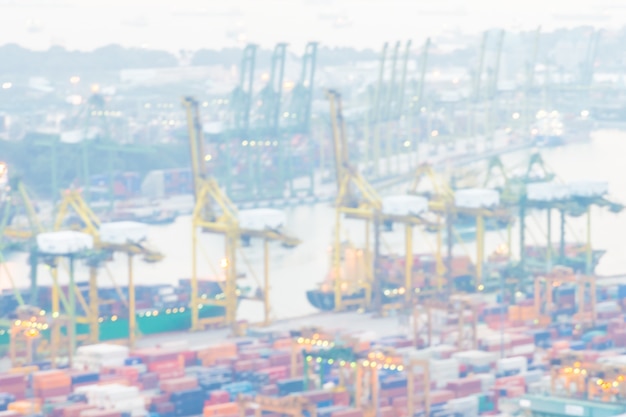 Aerial view of port with cranes