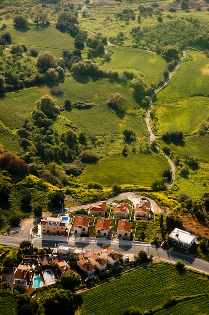 Aerial view of residential area