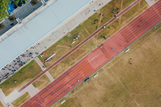 Aerial view of a running competition