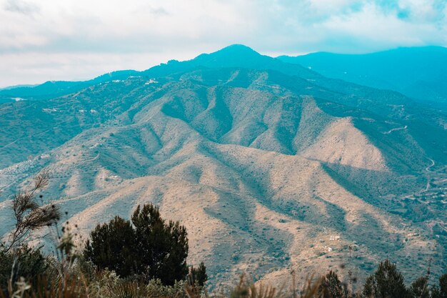 Aerial view of scenic mountain landscape