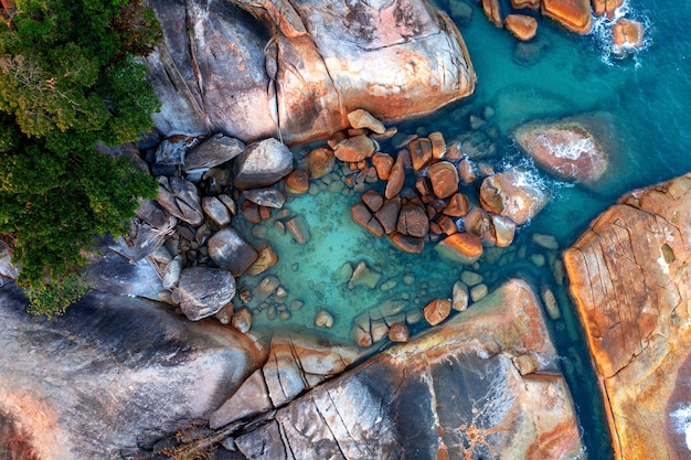 Aerial view of seashore near Lamai Beach Koh Samui Thailand