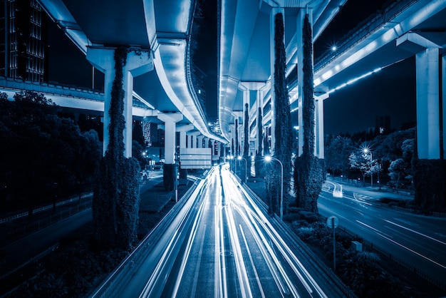 Aerial View of Shanghai overpass at Night