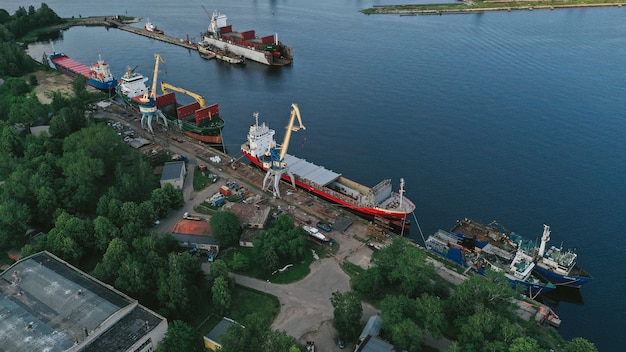 Aerial view of a ship