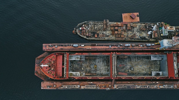 Free photo aerial view of a ship