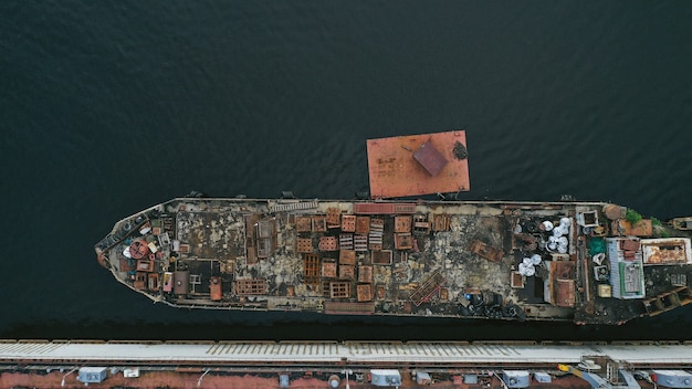 Free photo aerial view of a ship