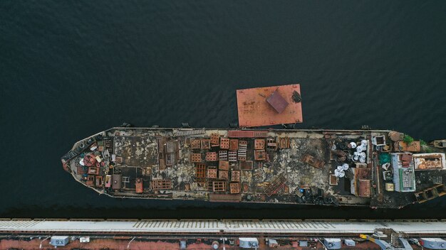 Aerial view of a ship