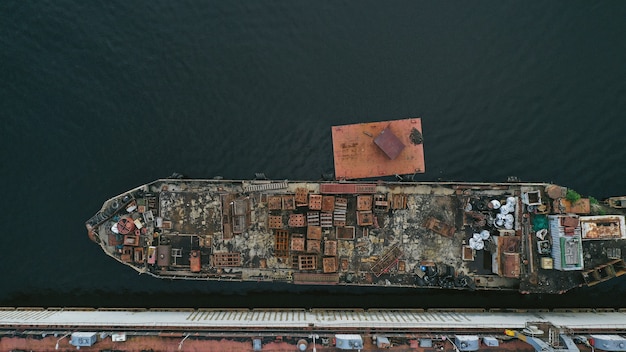 Aerial view of a ship