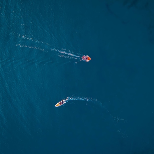 Aerial view of ships in the water