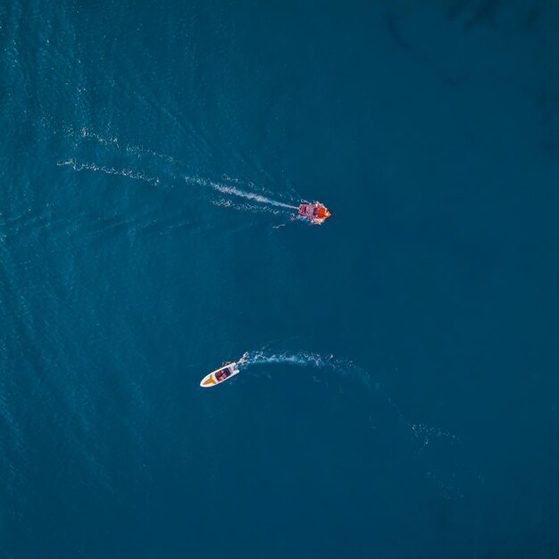 Aerial view of ships in the water