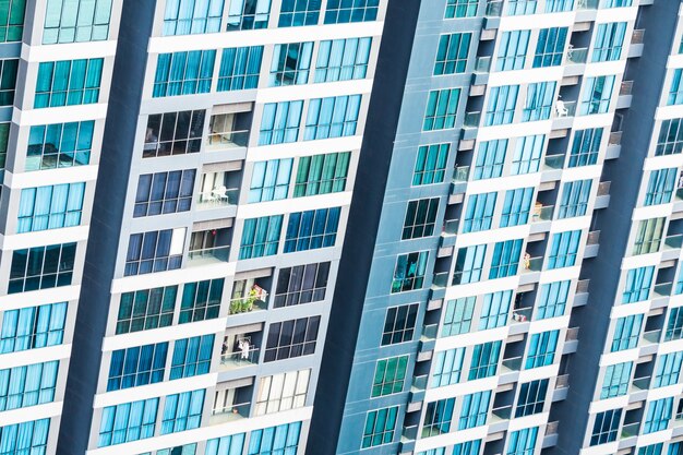 Aerial view of skyscraper with windows