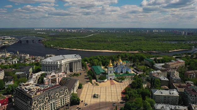 Aerial view of Sofia Square and Mykhailivska Square