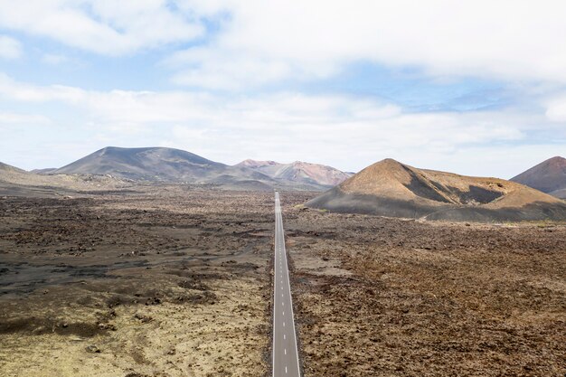 Aerial view of straight road