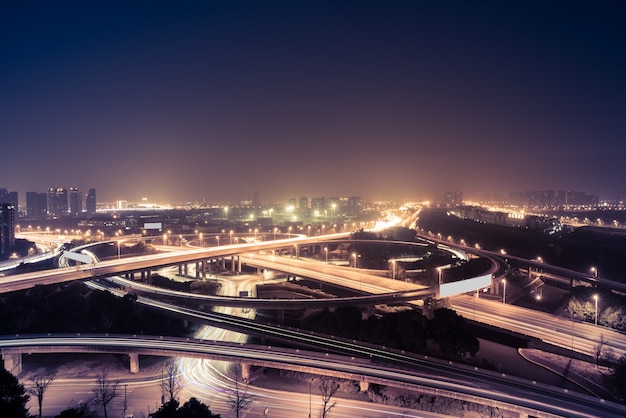 Aerial View of Suzhou overpass at Night