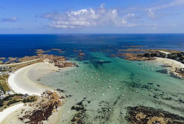 Aerial view of a tropical beach