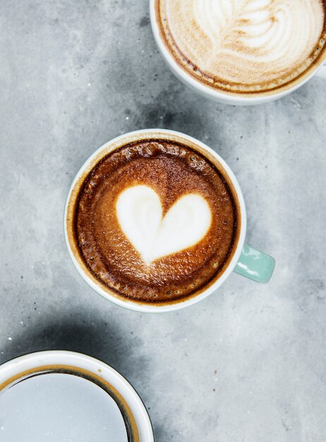 Aerial view of various coffee