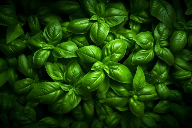 Free photo aerial view of vibrant basil plant