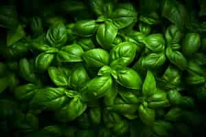 Free photo aerial view of vibrant basil plant