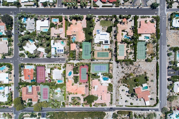 Aerial view of a village during the daytime