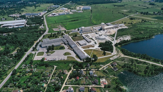 Aerial view of village