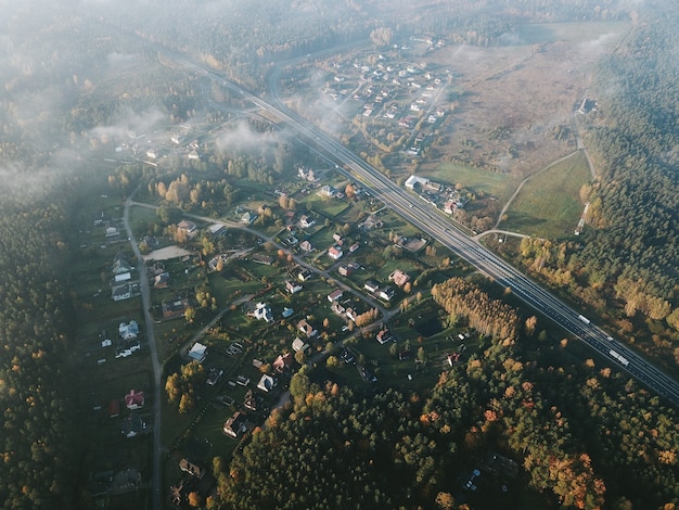 Aerial view of village