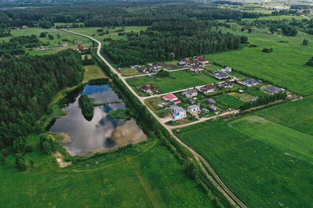 Aerial view of village