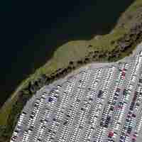 Free photo aerial views with parked cars