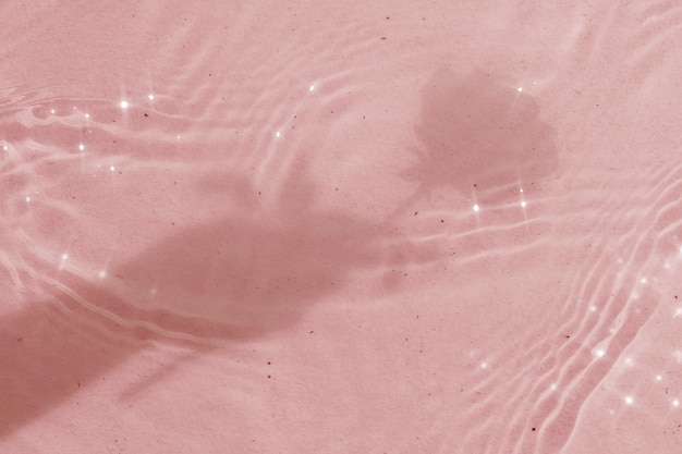 Aesthetic background, rose shadow with sparkle, water ripple texture