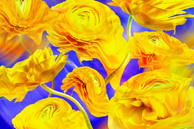 Foto gratuita sfondo estetico, disegno astratto trippy di fiori gialli