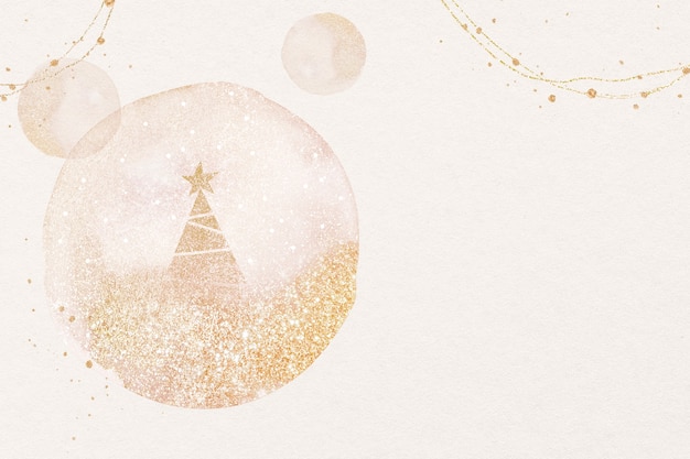 審美的なクリスマスの背景、水彩とキラキラのスノードームのデザイン