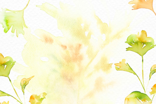 Free photo aesthetic leaf watercolor background in green autumn season