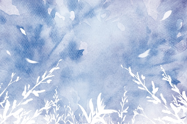 Эстетический лист акварельный фон в фиолетовый зимний сезон