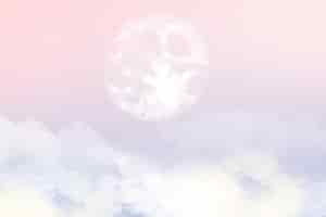 Free photo aesthetic sky background with moon and clouds in pink