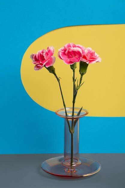 Aesthetic spring wallpaper with carnation in vase