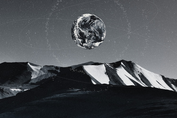 Free Photo aesthetic universe nature background earth and mountain remixed media