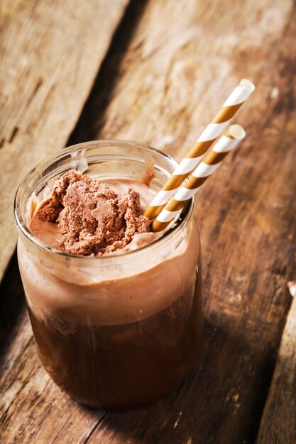 Affogato coffee with ice cream on a cup