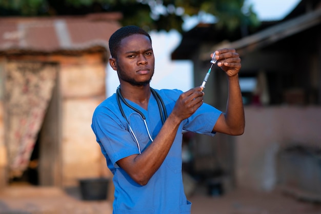 Free photo africa humanitarian aid nurser getting ready for work